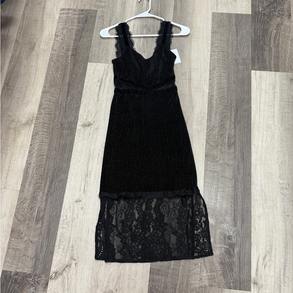 ❄️French Connection Black Sheath Spaghetti Strap Midi Dress - Picture 4 of 6